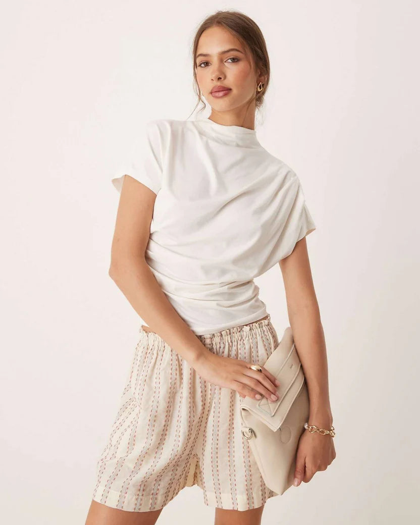 Draped Mock Neck Tee Main image